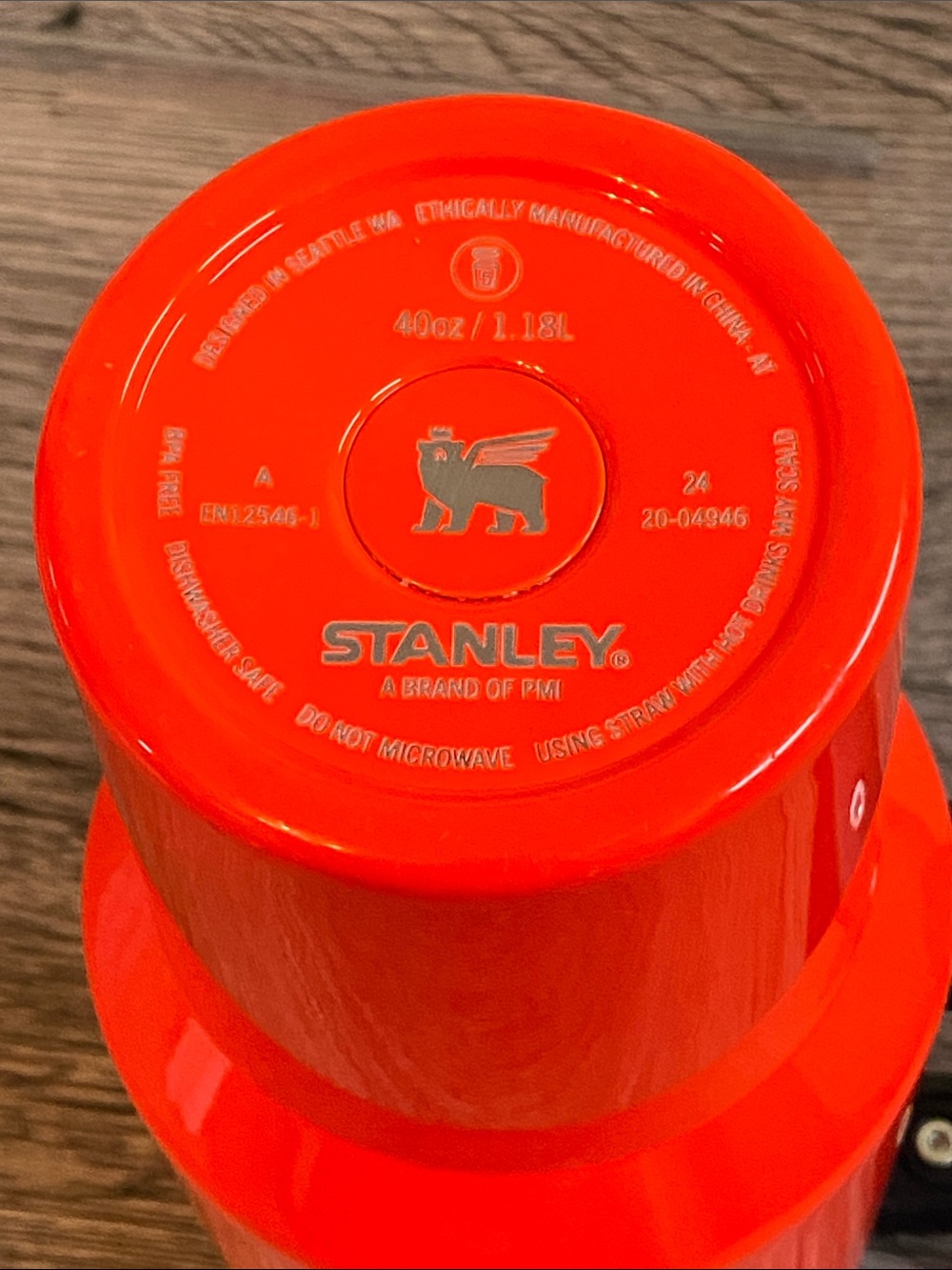 Stanley Neon Orange Travel Mug with Black Handle and Tinted Lid 40 oz - Picture 8 of 16